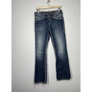 Rock Revival Womens Elaina Easy Bootcut Jeans 28 Flap Beaded Pocket